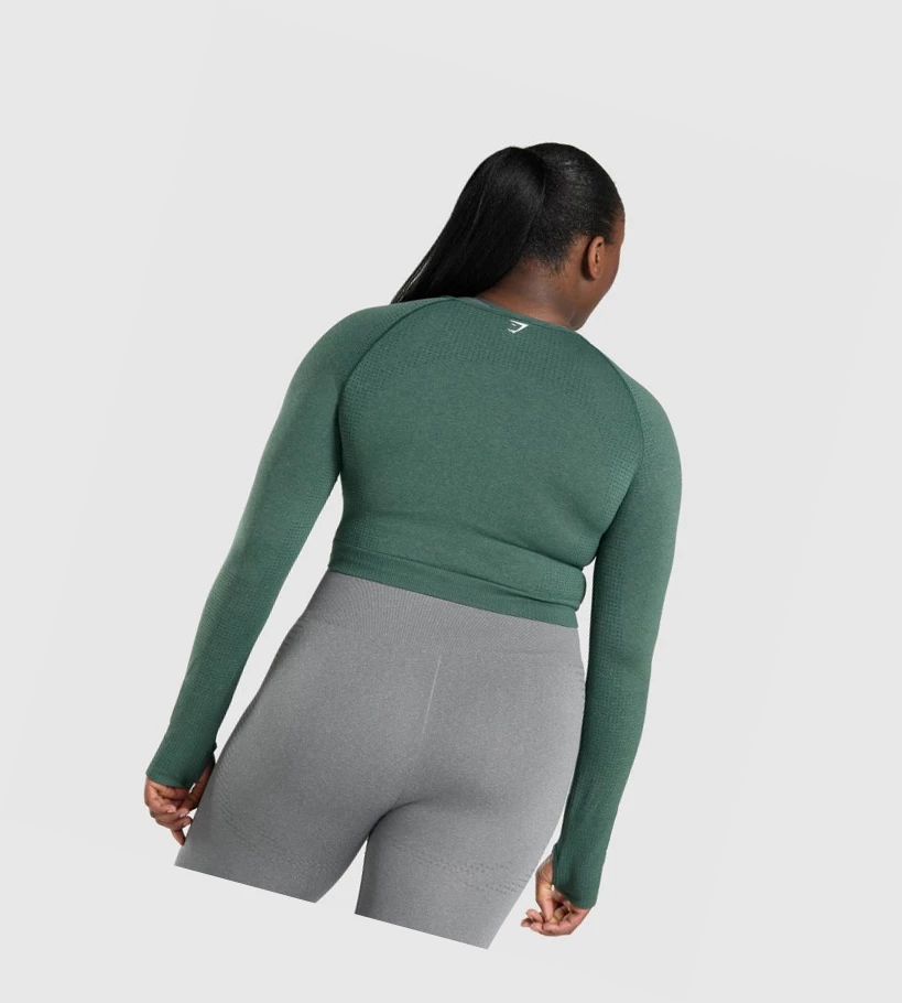 Gymshark Vital Seamless 2.0 Crop Top Gensere Dame Mørke Grønn | FAXIDG843