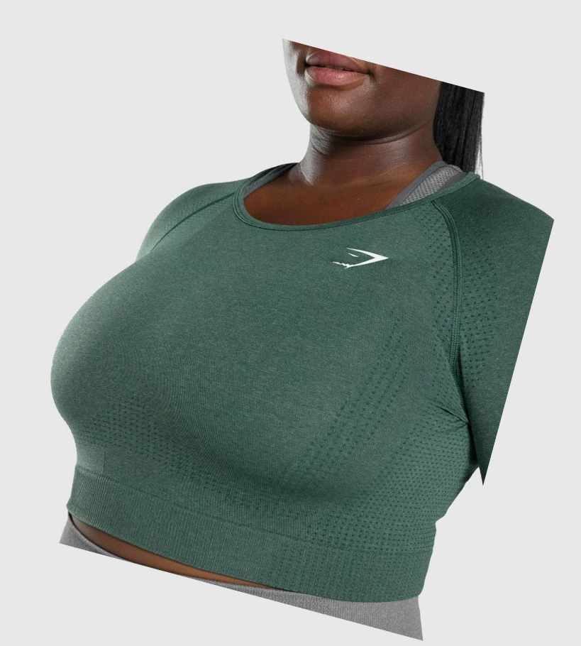 Gymshark Vital Seamless 2.0 Crop Top Gensere Dame Mørke Grønn | FAXIDG843