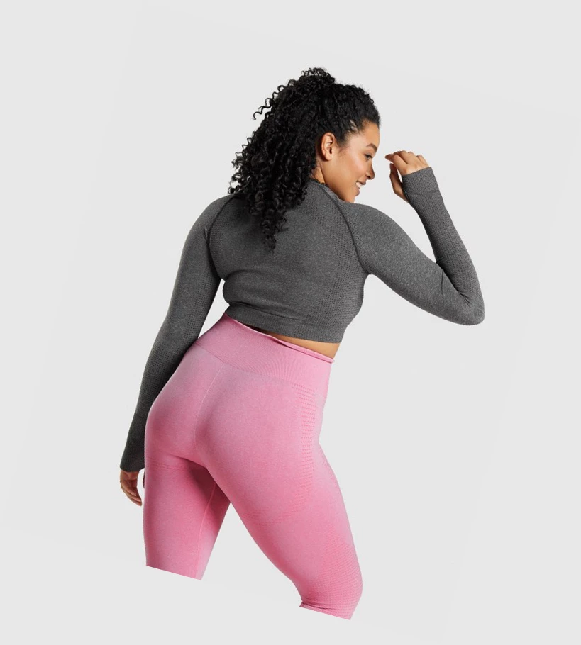 Gymshark Vital Seamless 2.0 Crop Top Gensere Dame Grå | KTHCIG601