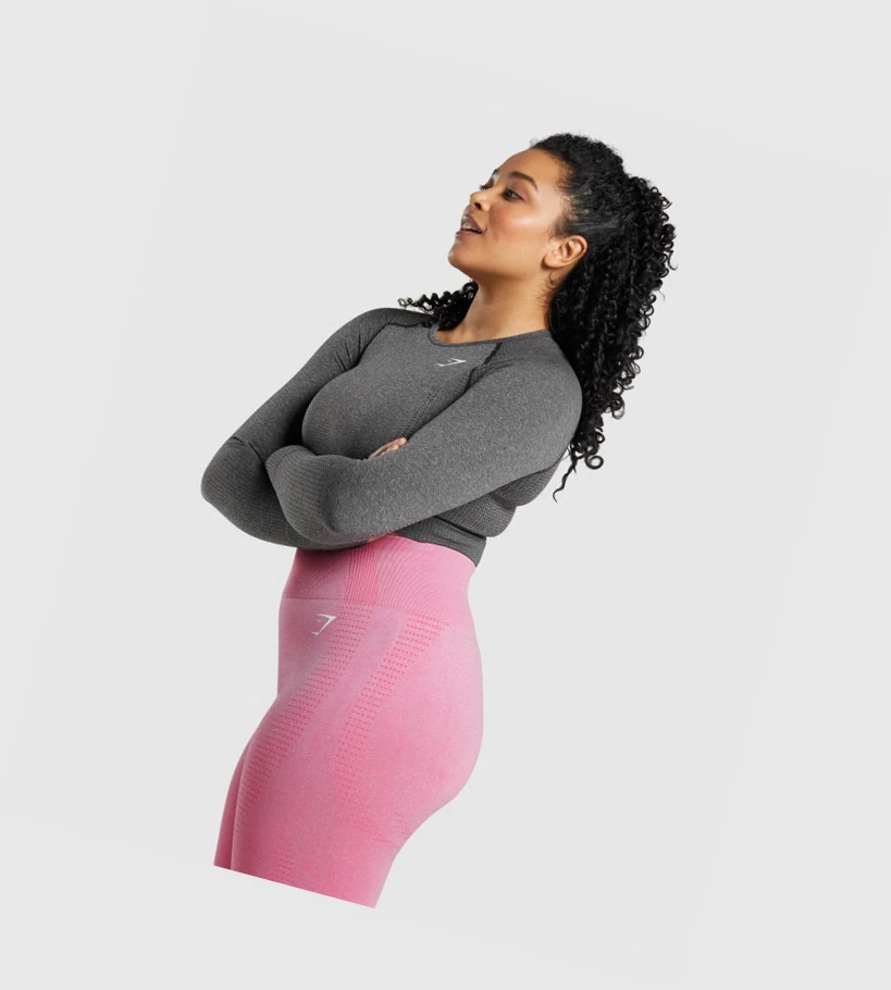 Gymshark Vital Seamless 2.0 Crop Top Gensere Dame Grå | KTHCIG601