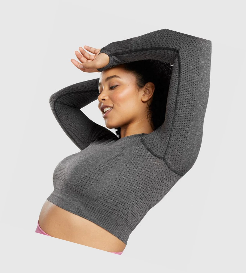 Gymshark Vital Seamless 2.0 Crop Top Gensere Dame Grå | KTHCIG601