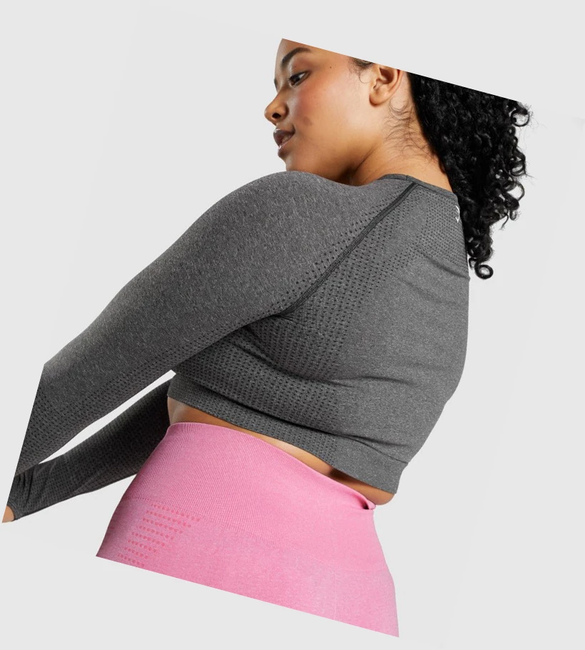 Gymshark Vital Seamless 2.0 Crop Top Gensere Dame Grå | KTHCIG601