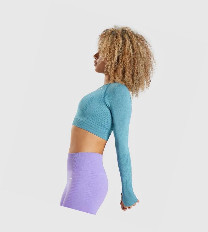 Gymshark Vital Seamless 2.0 Crop Top Gensere Dame Turkis | OGFNZE320