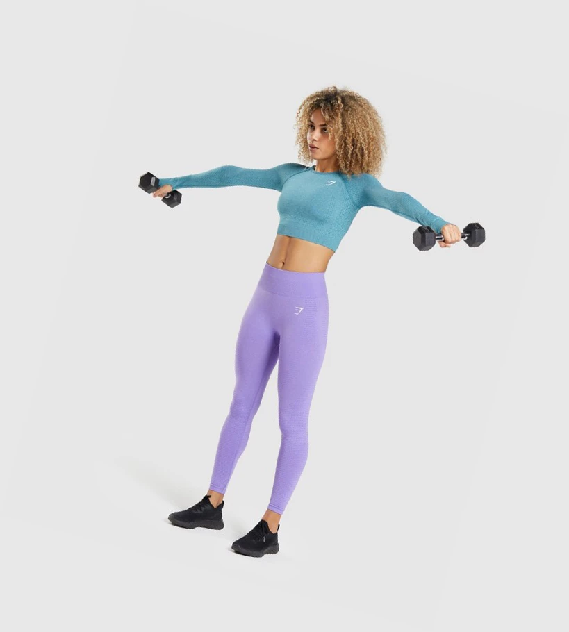 Gymshark Vital Seamless 2.0 Crop Top Gensere Dame Turkis | OGFNZE320