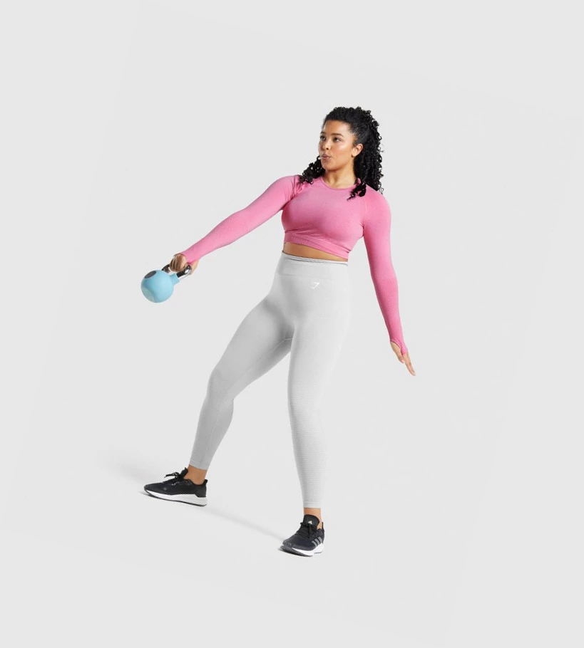 Gymshark Vital Seamless 2.0 Crop Top Gensere Dame Rosa | PBFOHR507