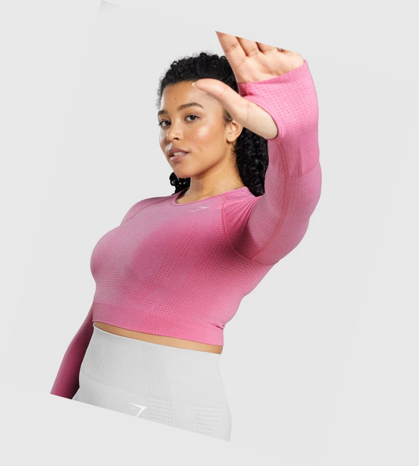 Gymshark Vital Seamless 2.0 Crop Top Gensere Dame Rosa | PBFOHR507