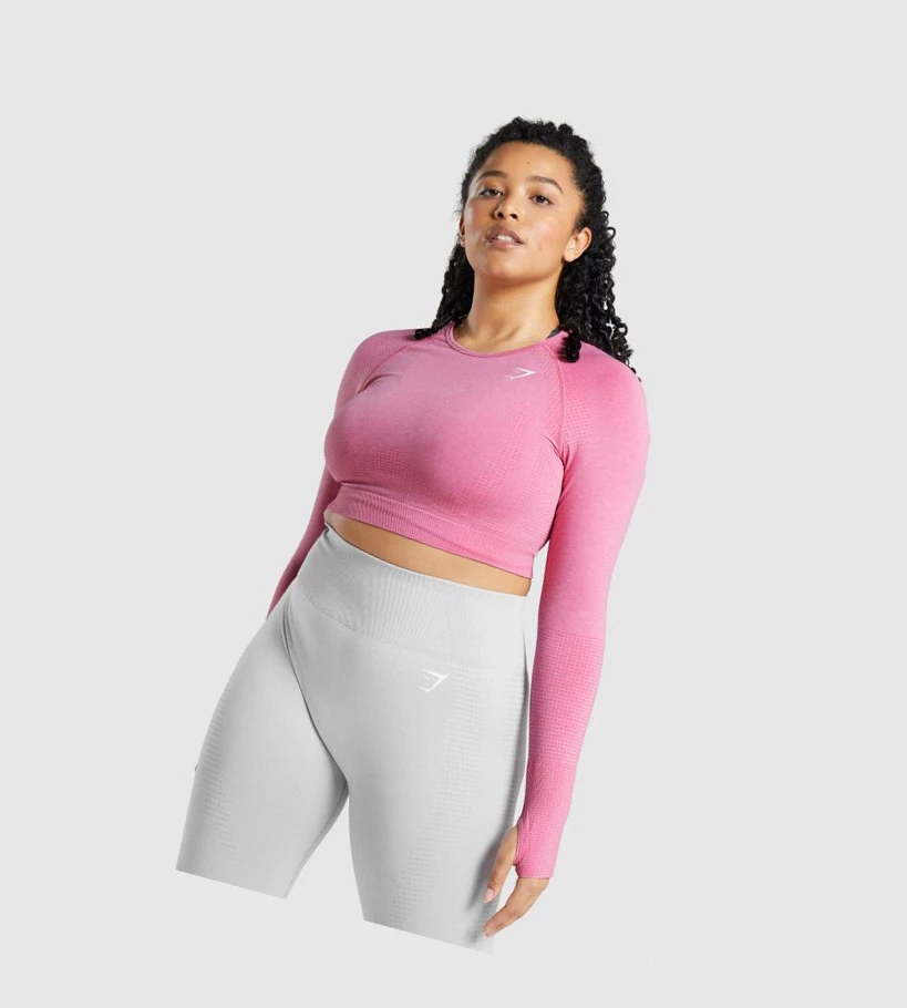 Gymshark Vital Seamless 2.0 Crop Top Gensere Dame Rosa | PBFOHR507