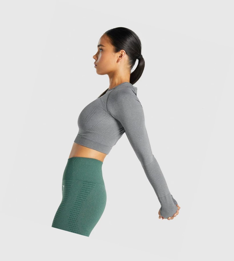 Gymshark Vital Seamless 2.0 Crop Top Gensere Dame Grå | QOTZSV287