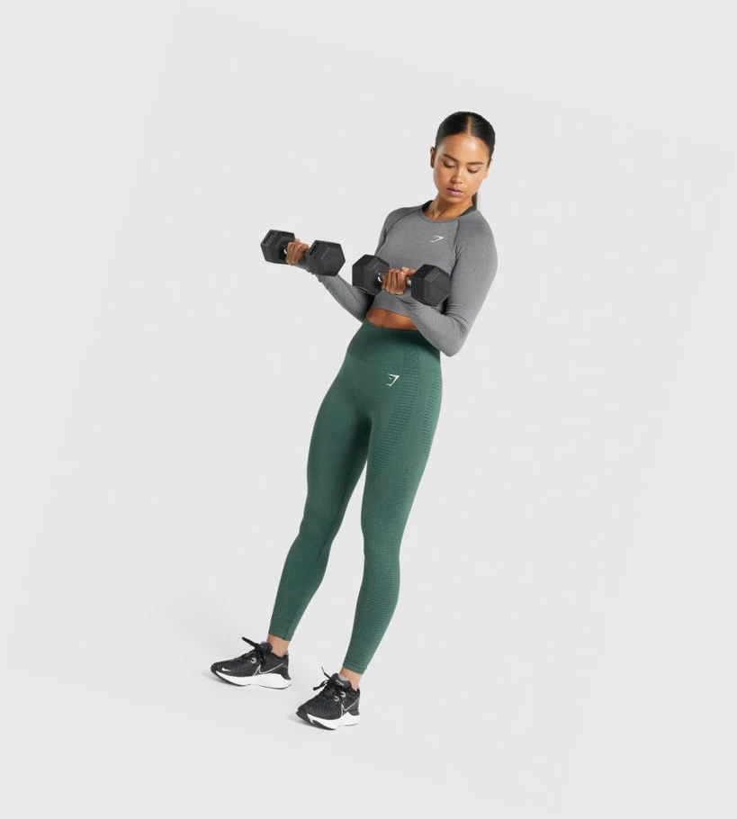 Gymshark Vital Seamless 2.0 Crop Top Gensere Dame Grå | QOTZSV287