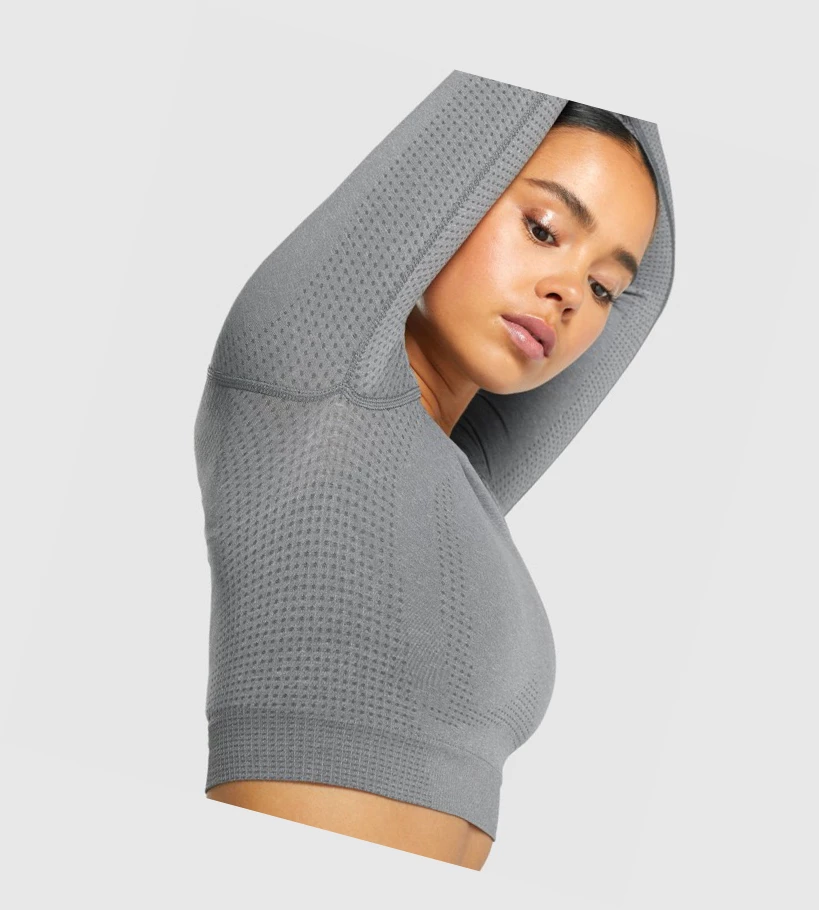 Gymshark Vital Seamless 2.0 Crop Top Gensere Dame Grå | QOTZSV287