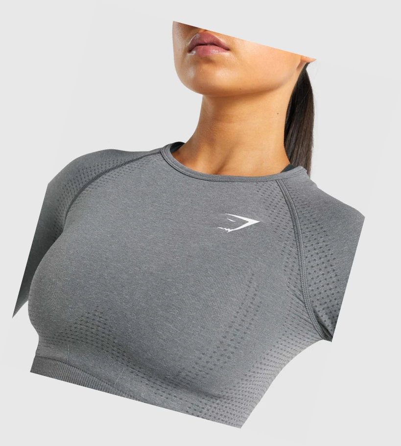 Gymshark Vital Seamless 2.0 Crop Top Gensere Dame Grå | QOTZSV287