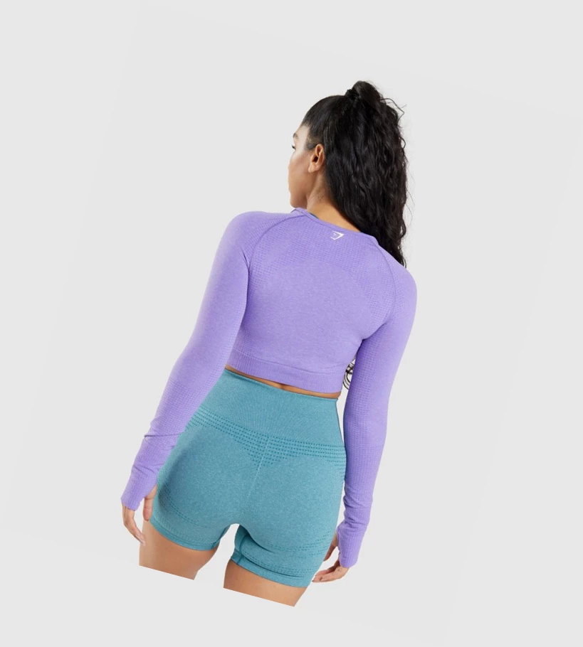 Gymshark Vital Seamless 2.0 Crop Top Gensere Dame Lyse Lilla | WBPYUH760