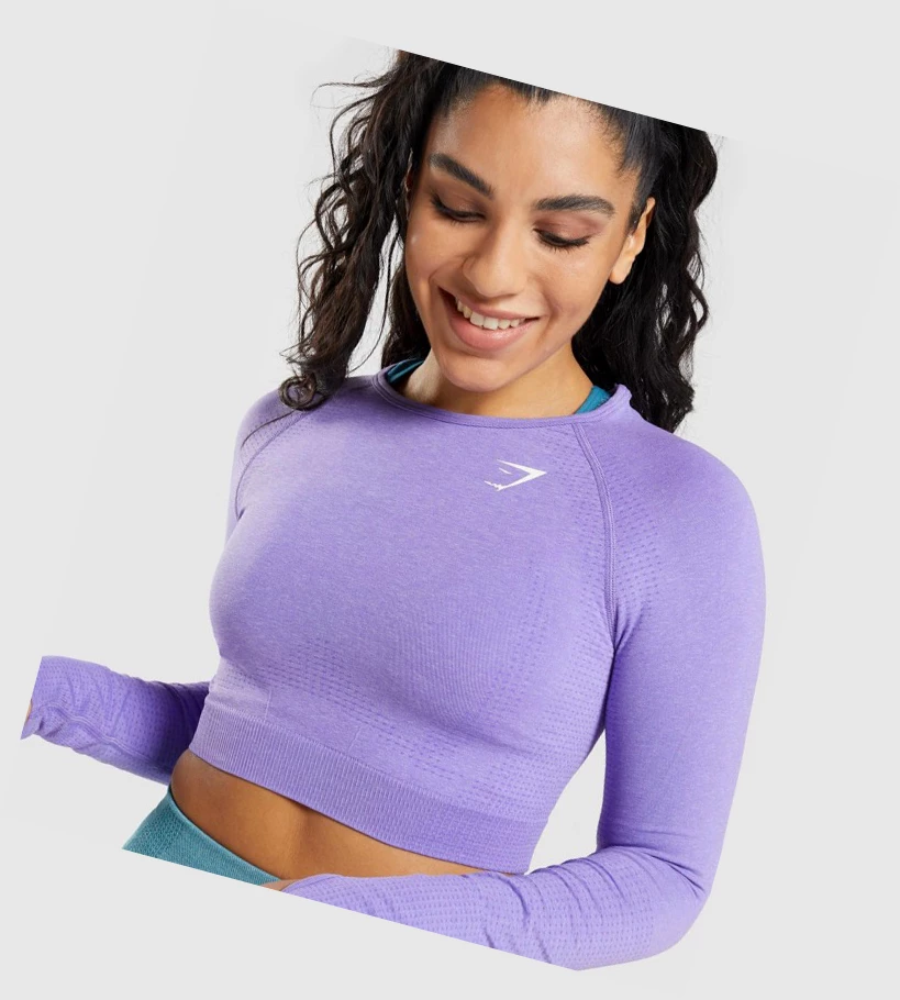 Gymshark Vital Seamless 2.0 Crop Top Gensere Dame Lyse Lilla | WBPYUH760