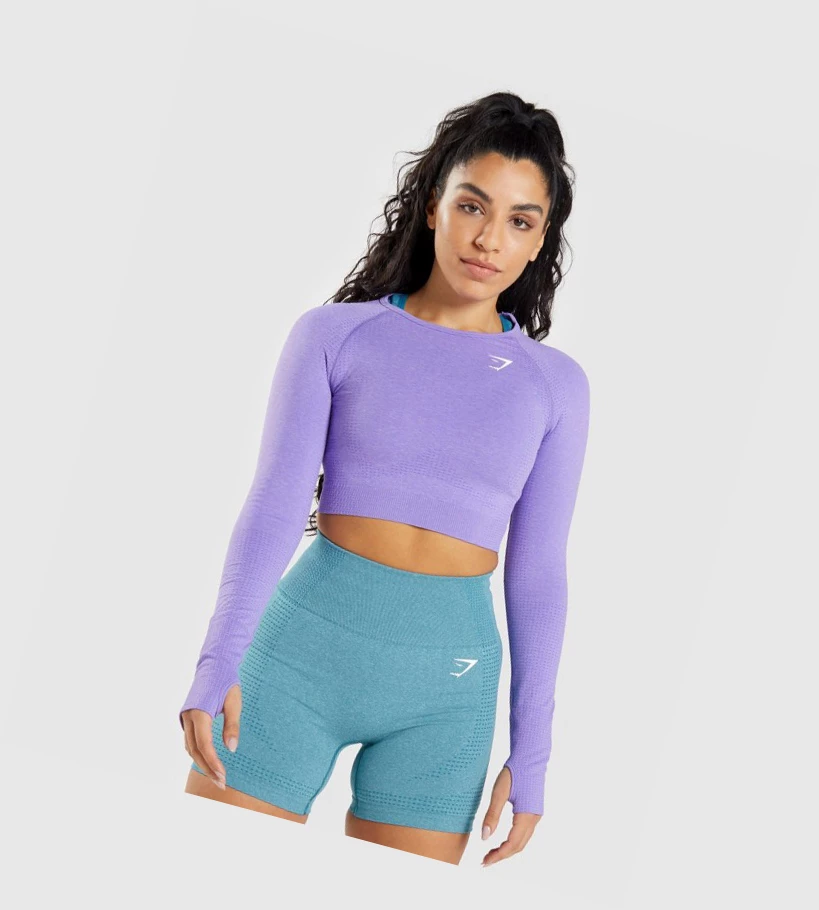 Gymshark Vital Seamless 2.0 Crop Top Gensere Dame Lyse Lilla | WBPYUH760