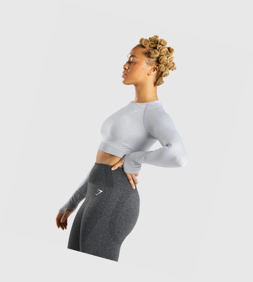 Gymshark Vital Seamless 2.0 Crop Top Gensere Dame Lyse Grå | WIMBAX531