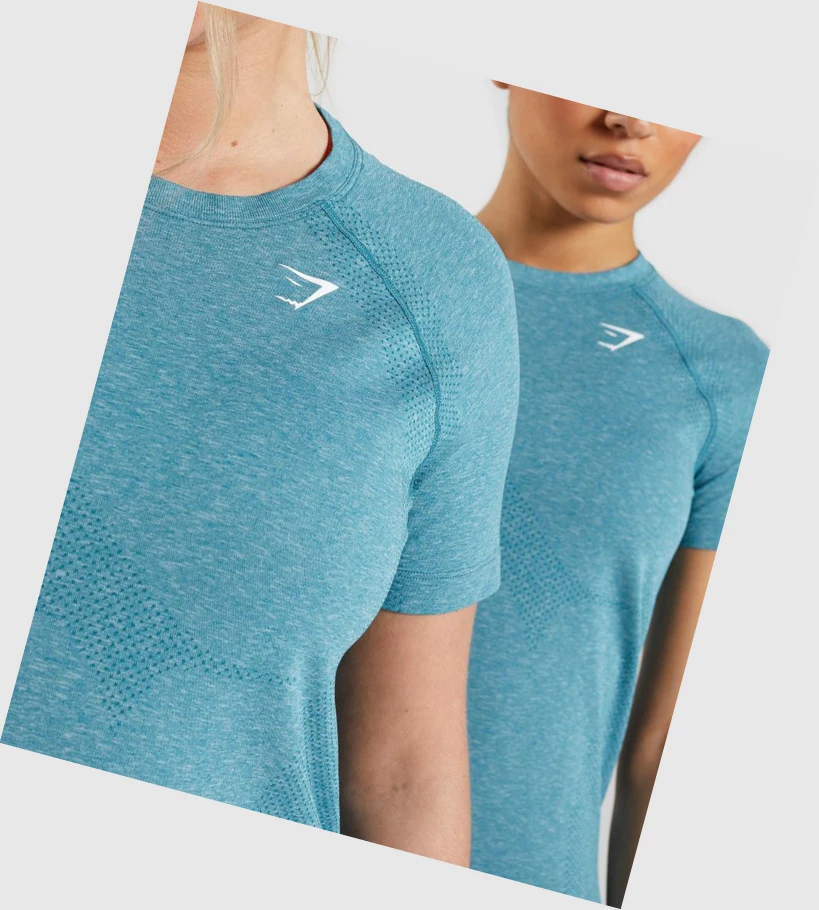 Gymshark Vital Seamless 2.0 Light T-skjorte Dame Turkis | BPHYTS529