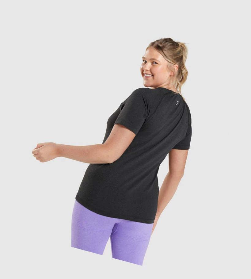 Gymshark Vital Seamless 2.0 Light T-skjorte Dame Svarte | PBQCNJ705