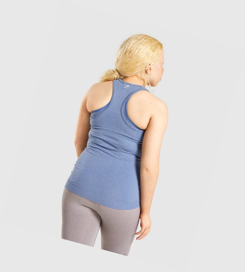 Gymshark Vital Seamless 2.0 Singlet Dame Blå | IWBSZK075