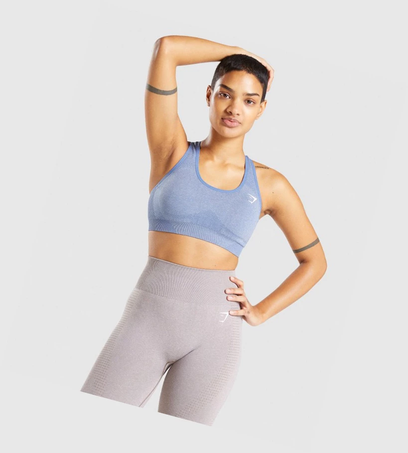 Gymshark Vital Seamless 2.0 Sports Bh Dame Blå | VYRMOH659