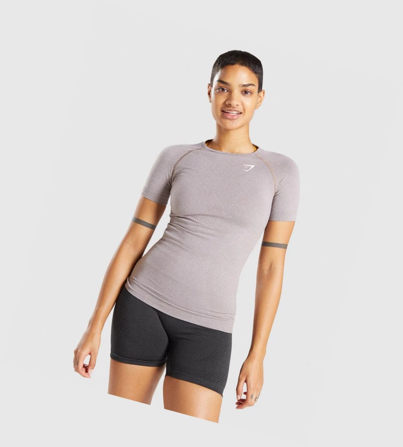 Gymshark Vital Seamless 2.0 T-skjorte Dame Grå Brune | ESGWTO327