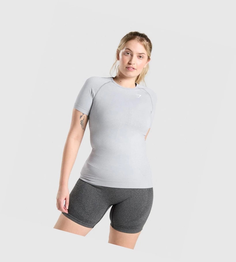 Gymshark Vital Seamless 2.0 T-skjorte Dame Lyse Grå | SEKRAV793