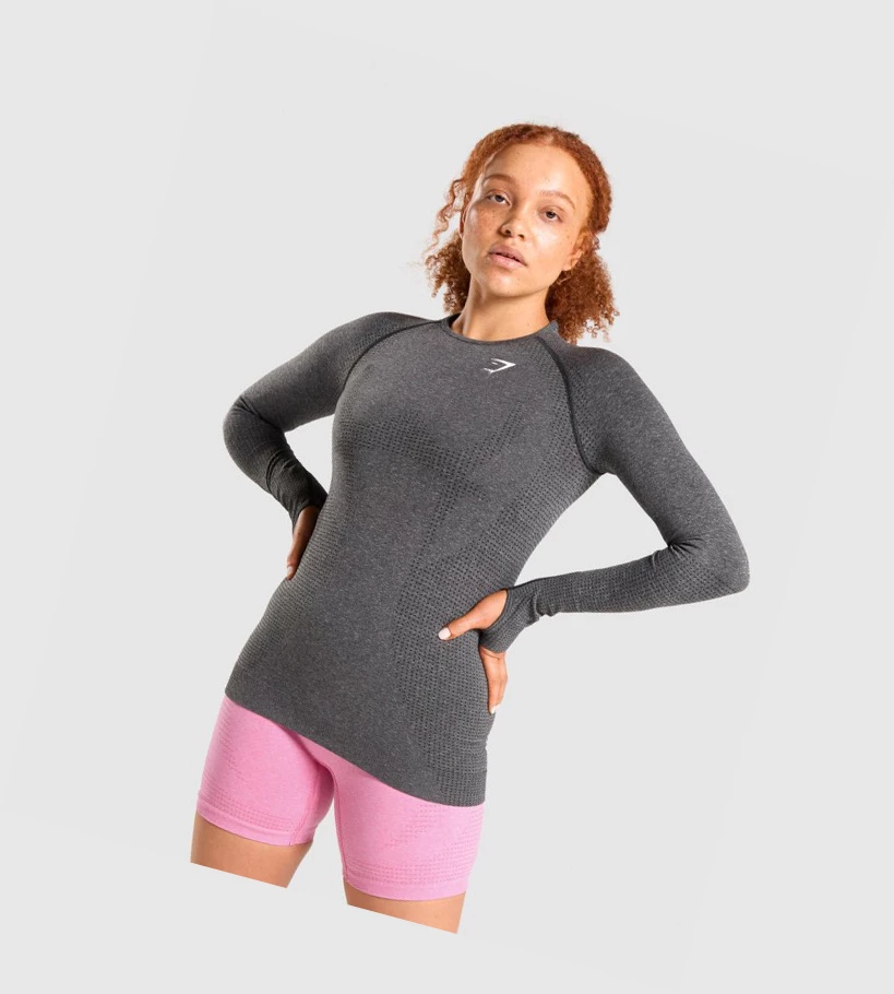 Gymshark Vital Seamless 2.0 Top T-skjorte Dame Grå | BUMXJK268