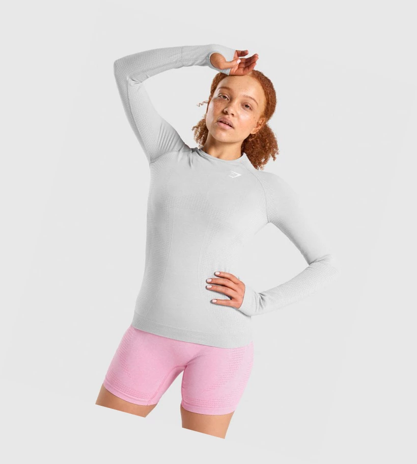 Gymshark Vital Seamless 2.0 Top T-skjorte Dame Lyse Grå | DJBZVE509