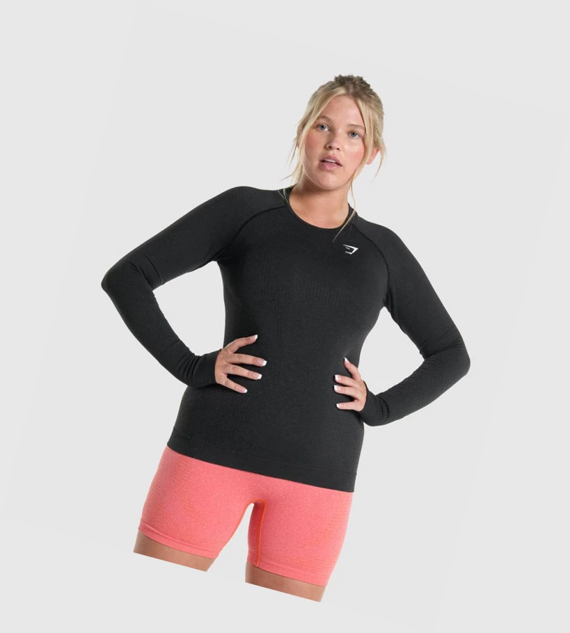 Gymshark Vital Seamless 2.0 Top T-skjorte Dame Svarte | TINWDP487