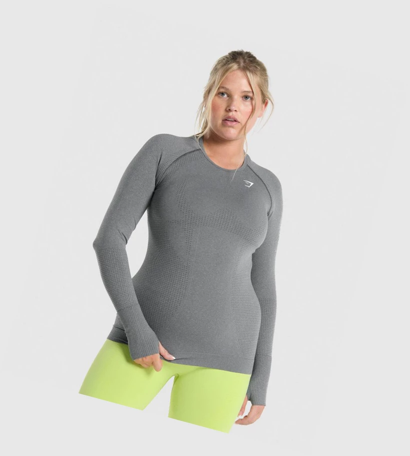 Gymshark Vital Seamless 2.0 Top T-skjorte Dame Grå | XBLITM740