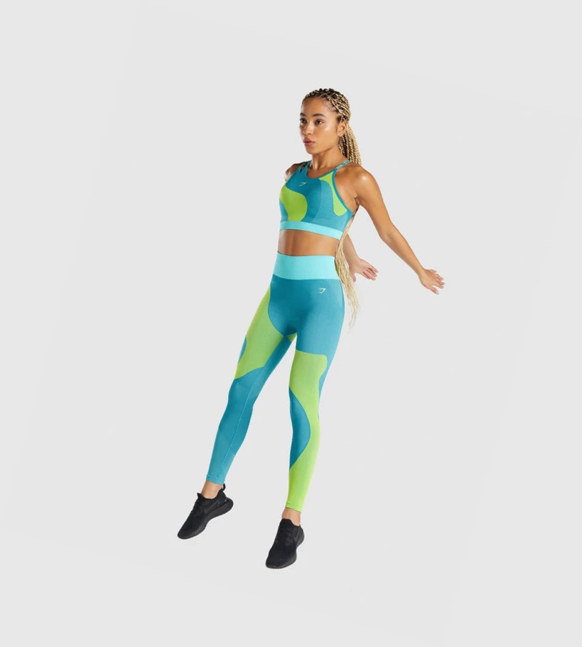 Gymshark WTFlex Seamless High Waisted Leggings Dame Blå | HZJVSR275