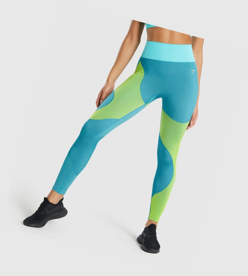 Gymshark WTFlex Seamless High Waisted Leggings Dame Blå | HZJVSR275