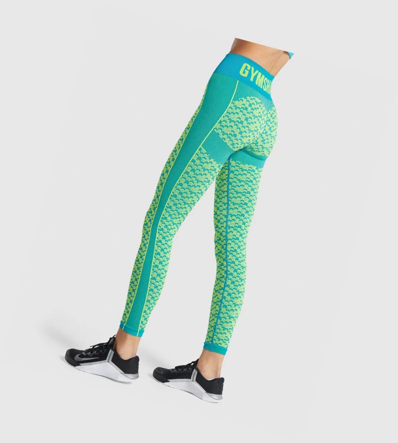 Gymshark WTFlex Seamless High Waisted Leggings Dame Blå | WJYTOX387