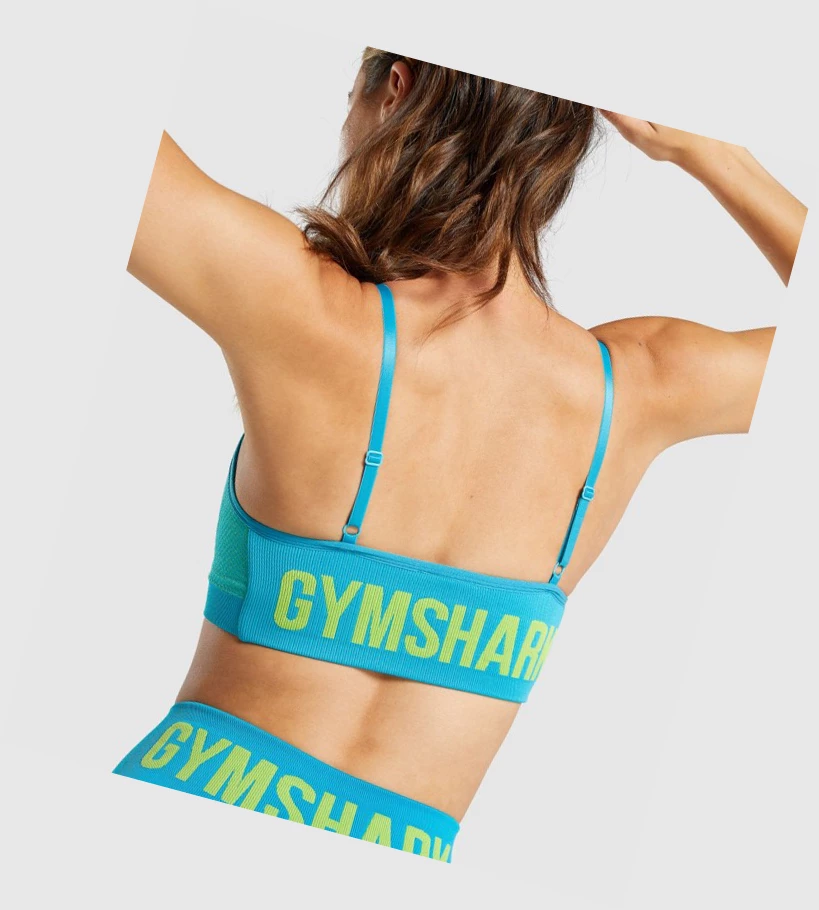 Gymshark WTFlex Seamless Strappy Sports Bh Dame Blå | GOIDMZ768