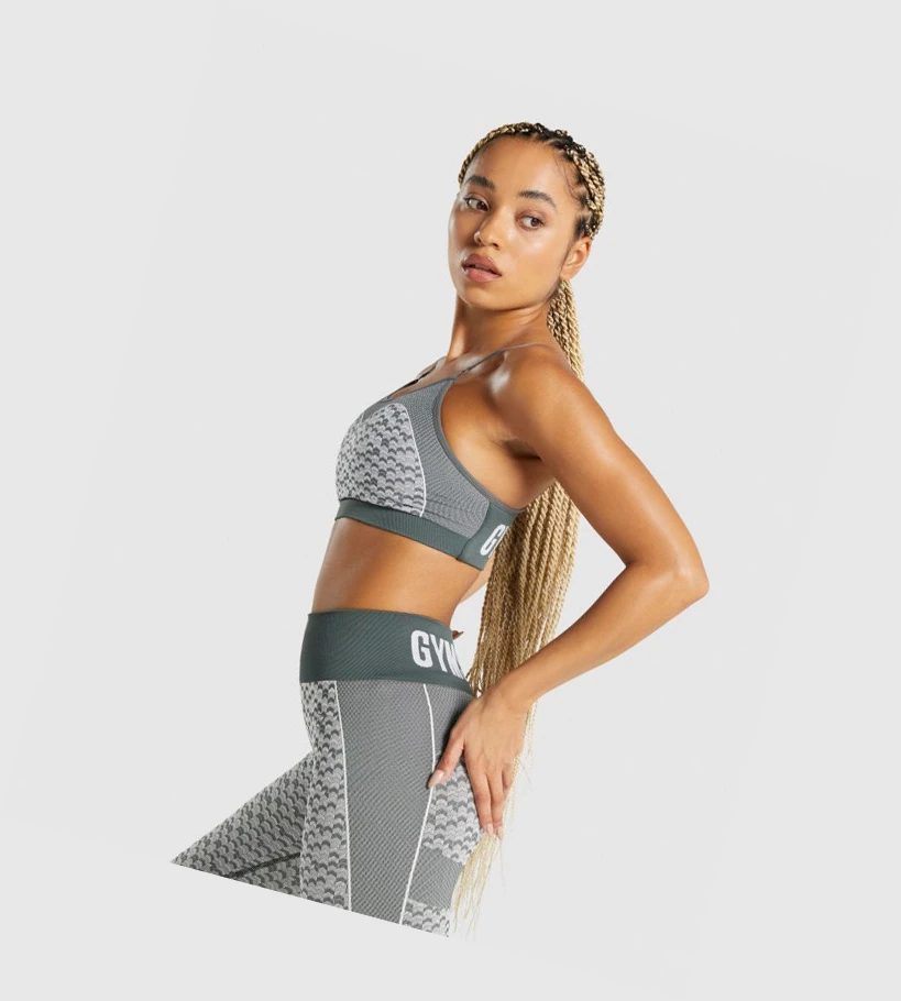 Gymshark WTFlex Seamless Strappy Sports Bh Dame Grå | QBKNWD681