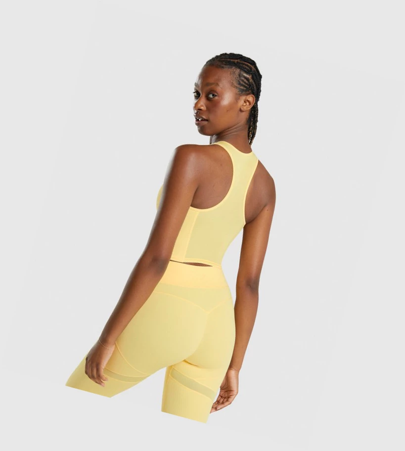 Gymshark Whitney Crop Singlet Dame Gul | PKZTAW835