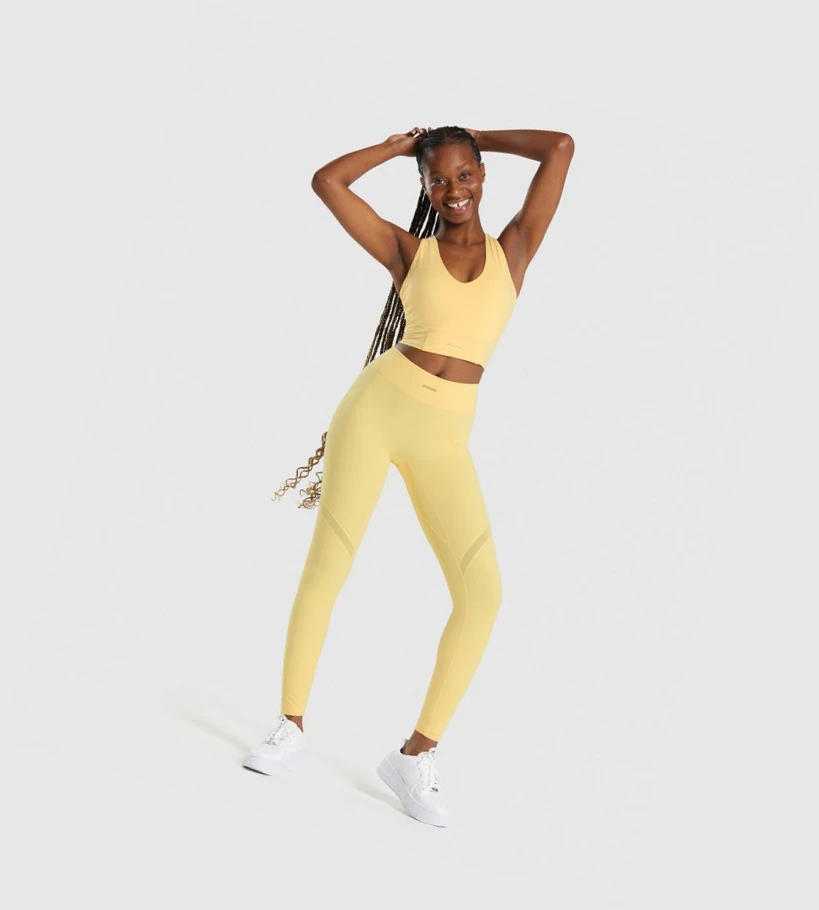 Gymshark Whitney Crop Singlet Dame Gul | XBJFYQ082