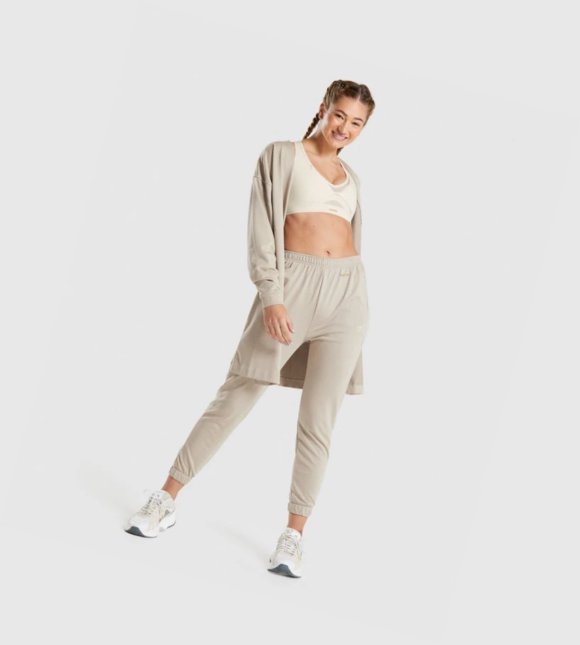 Gymshark Whitney Loose Joggebukser Dame Hvite | JBZNFO619