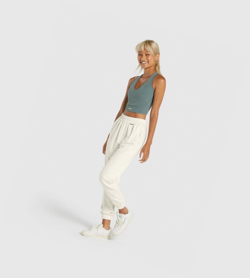 Gymshark Whitney Loose Joggebukser Dame Hvite | RUEILM043