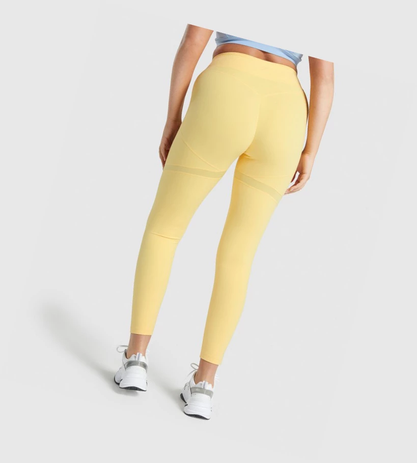 Gymshark Whitney Mesh High Waisted Leggings Dame Gul | LCIJPF149