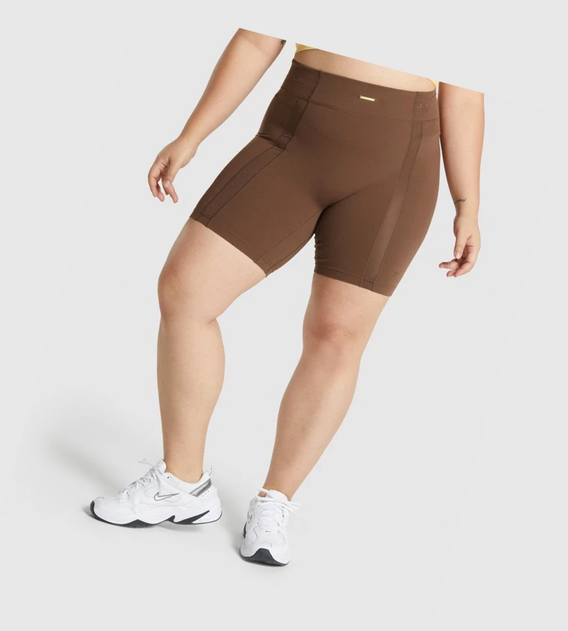 Gymshark Whitney Mesh Shorts Dame Brune | NLRWDY729