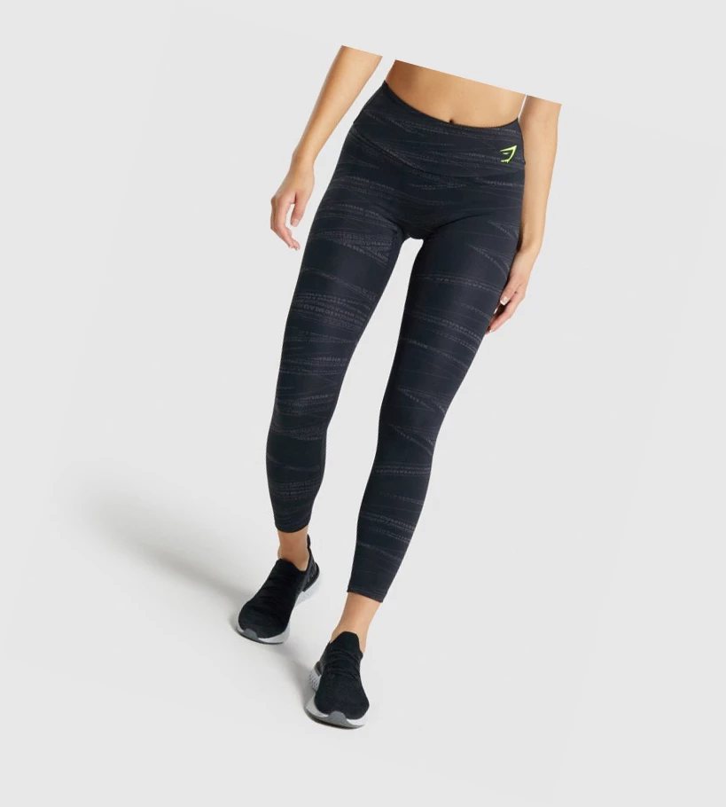 Gymshark Zone Grafiske High Waisted Leggings Dame Svarte Grå | FXAOZE893